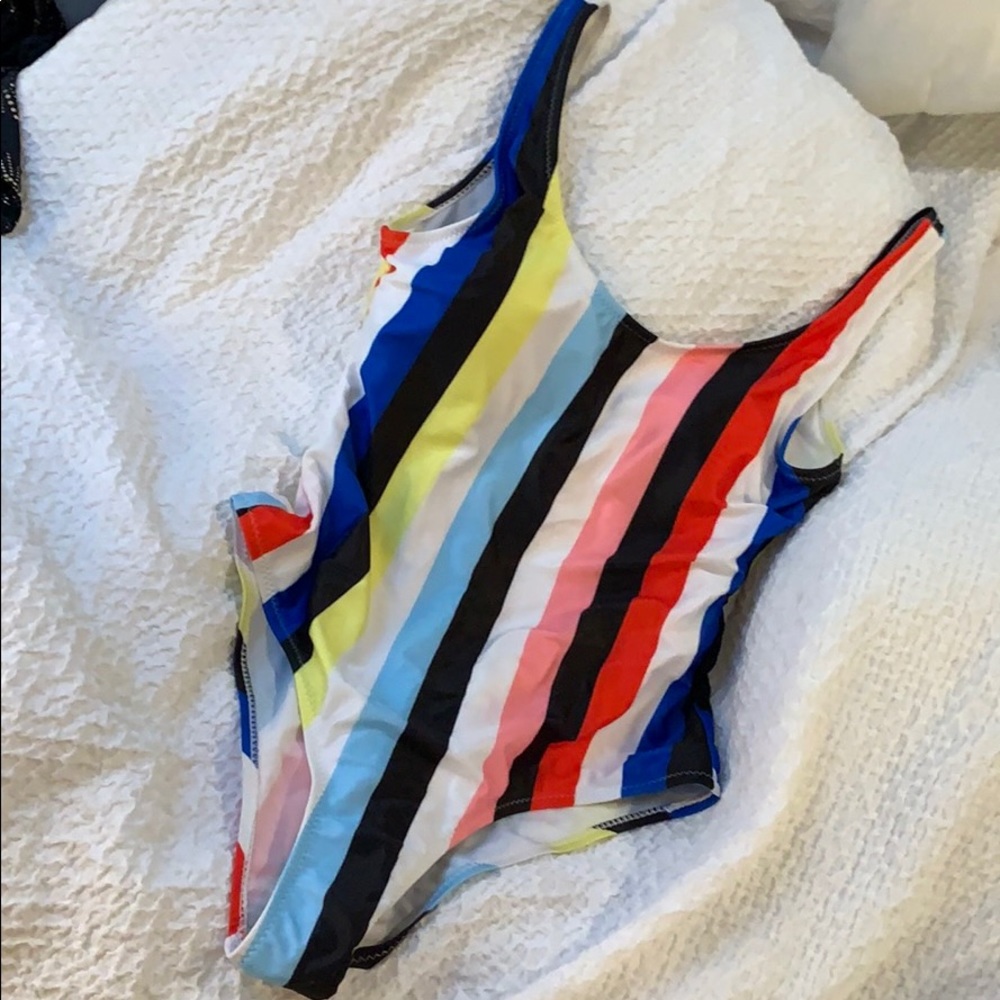 NWOT Never worn one piece multi stripe rainbow